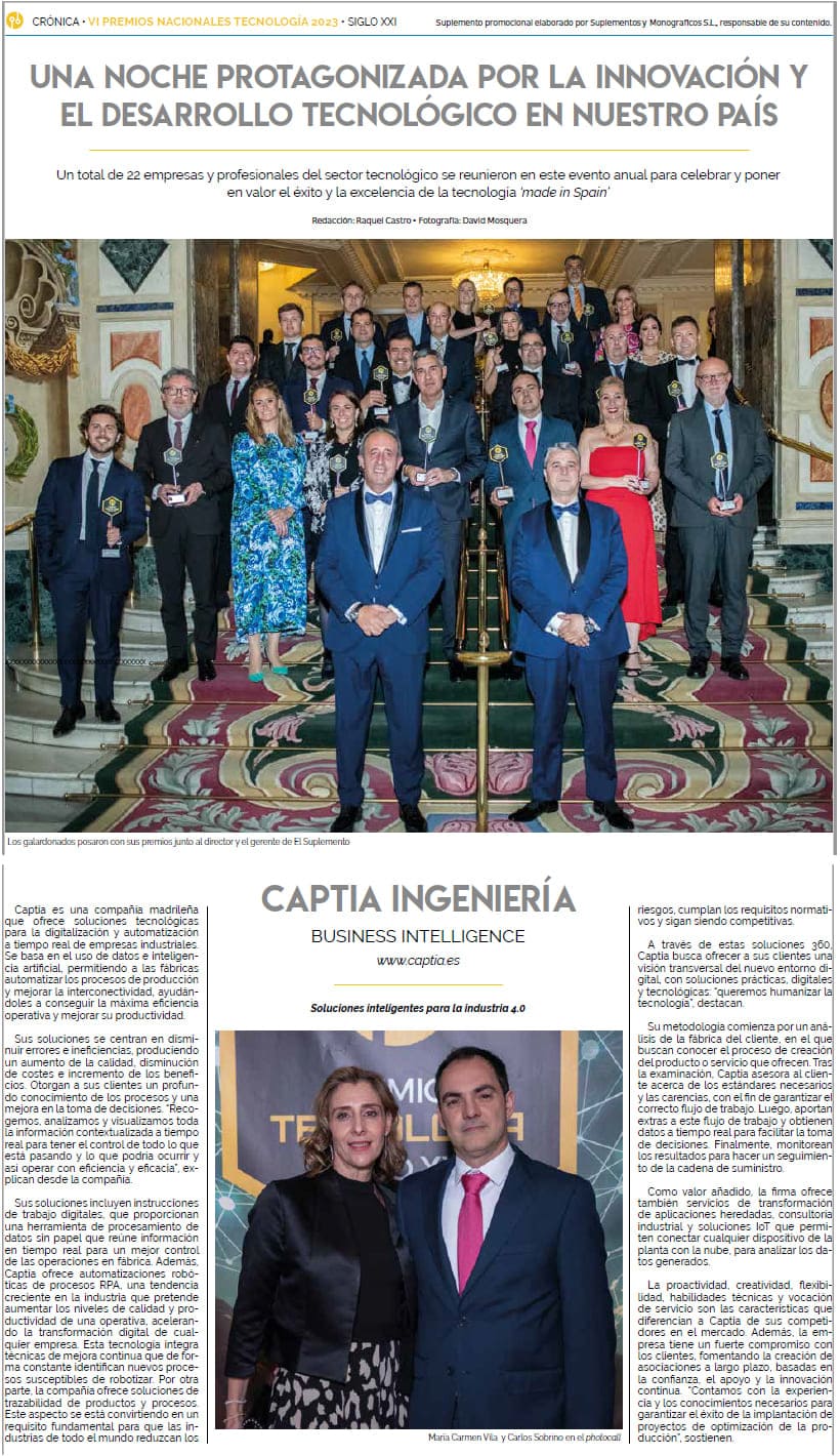 Suplemento especial del periódico El País de los IV Premios Nacionales de tecnología 2023