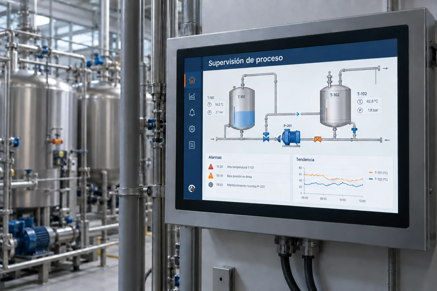 Imagem ilustrativa de uma aplicação industrial: SCADA com Ignition