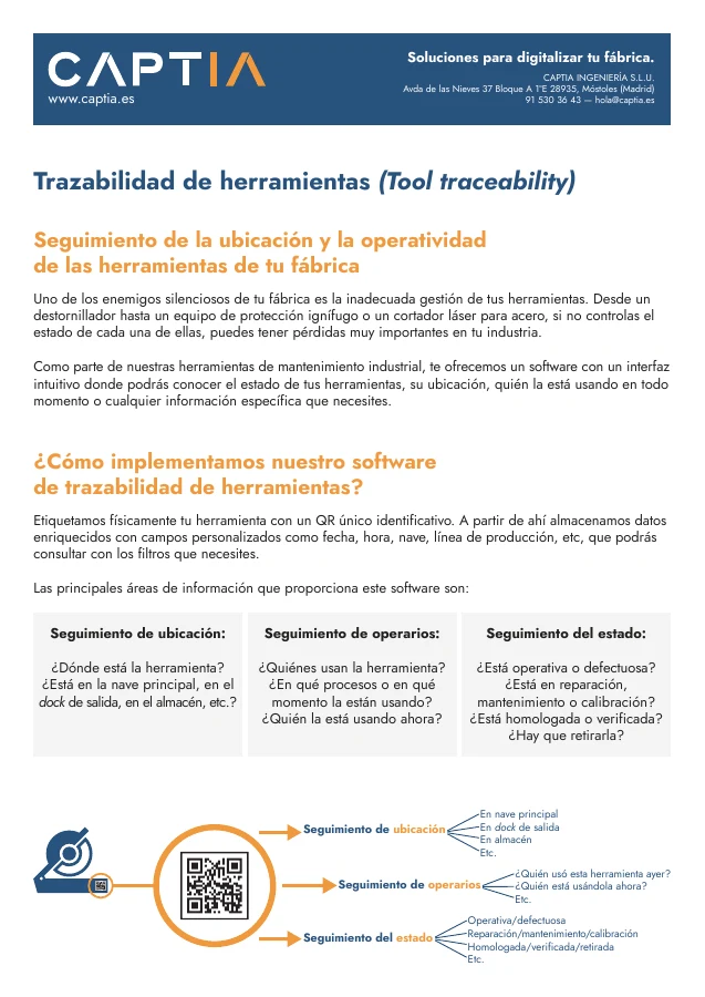 Trazabilidad de herramientas: ubicación, uso y estado